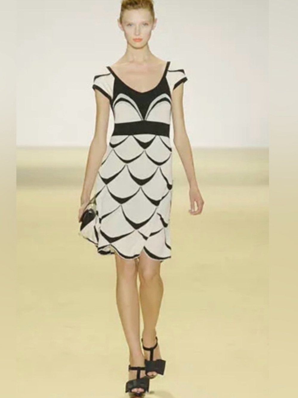 Temperly London Silk Black and White Art Deco Dress Classy Evening Cocktail